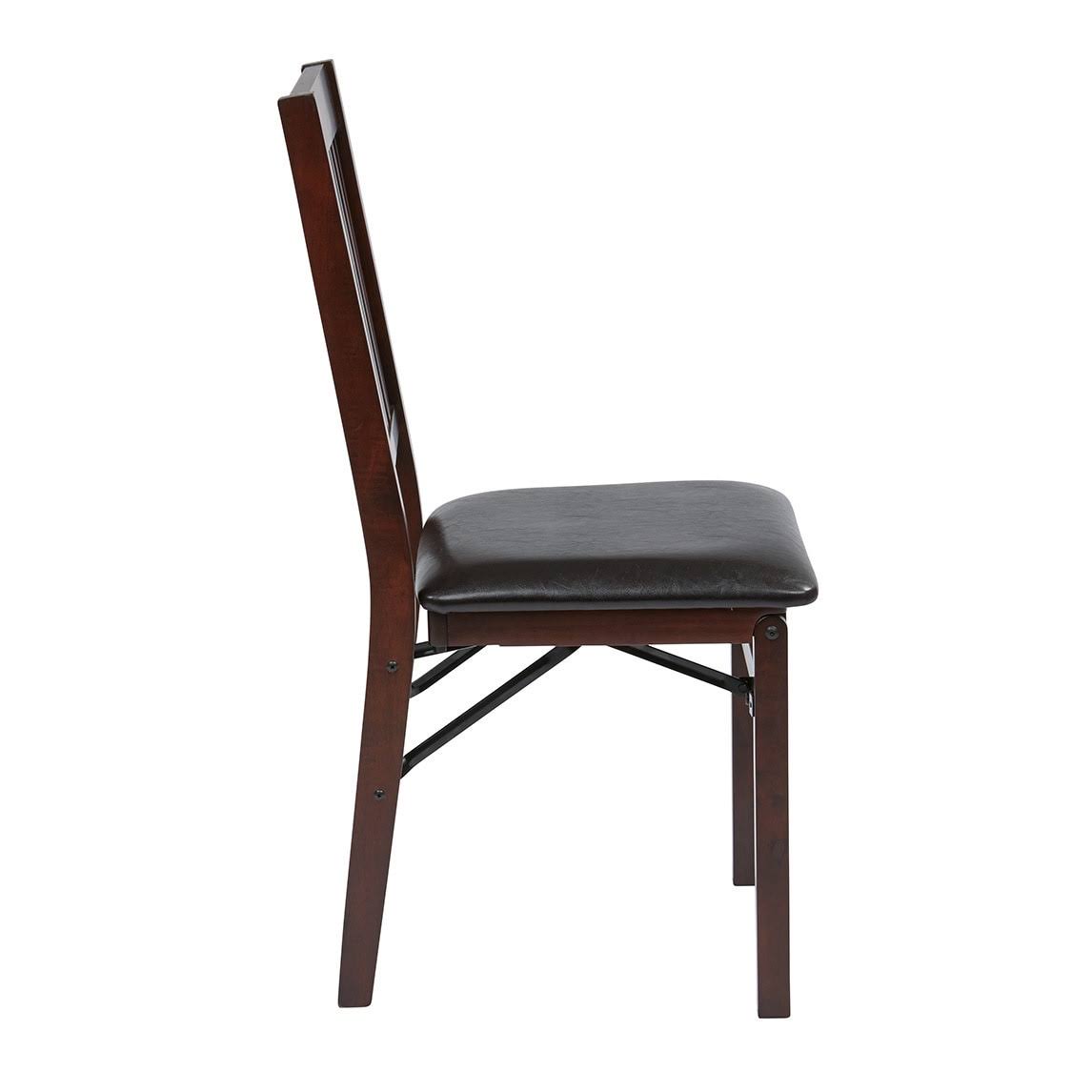Solid Wood Folding Chair, Espresso/Red - 2 count H126964