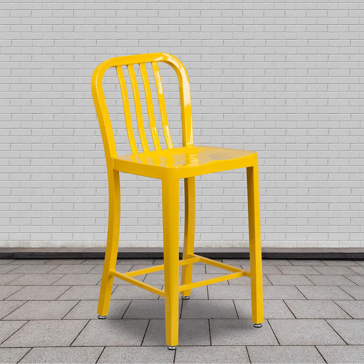 Silver Metal Indoor-Outdoor Counter Height Stool T5722