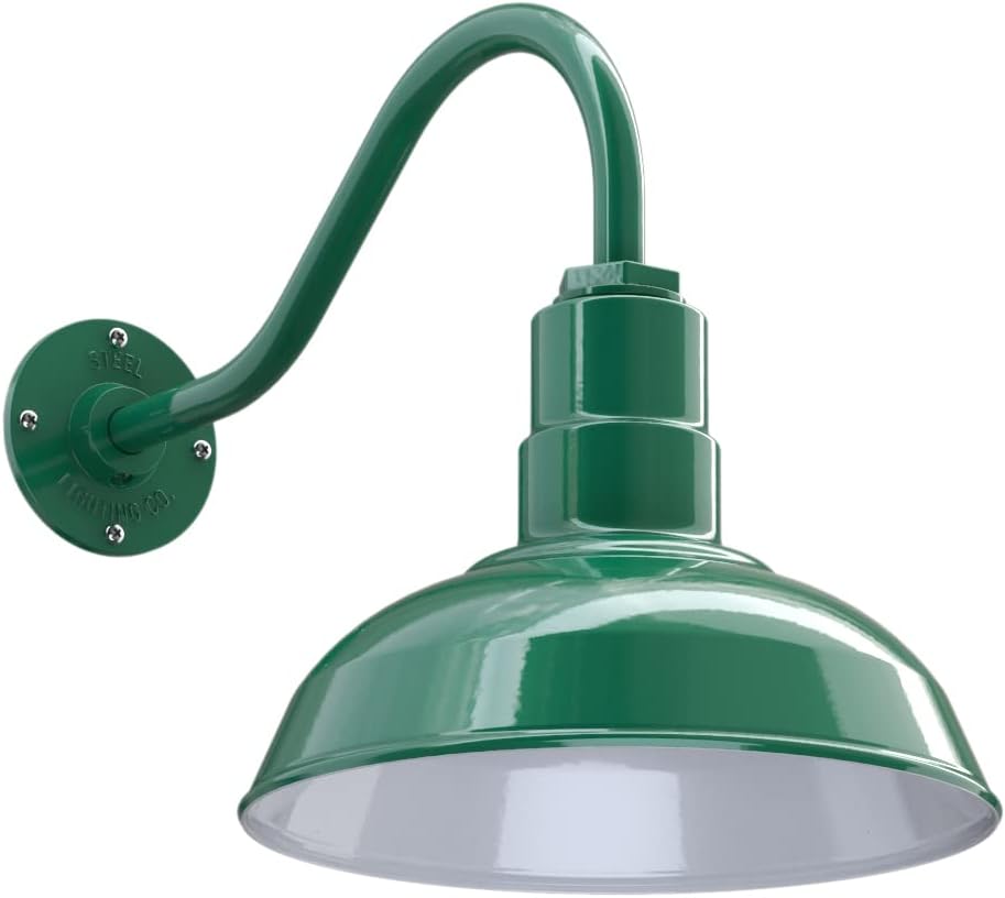 Matte Black 12 inch Dome 11 inch Gooseneck Outdoor Wall Mounted Barn Light D536