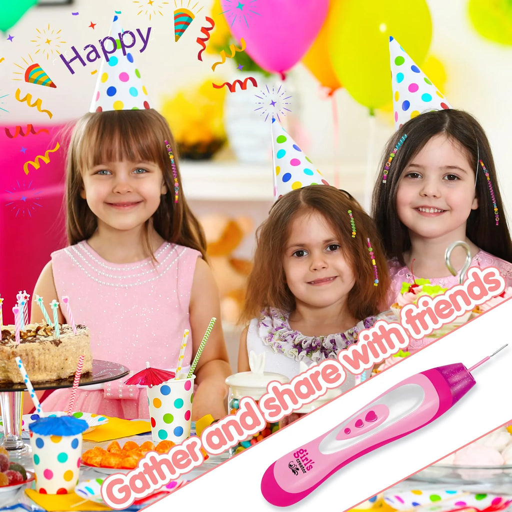 Hair Braider for Kids, Crystal Hair Beader Kits Toys G468