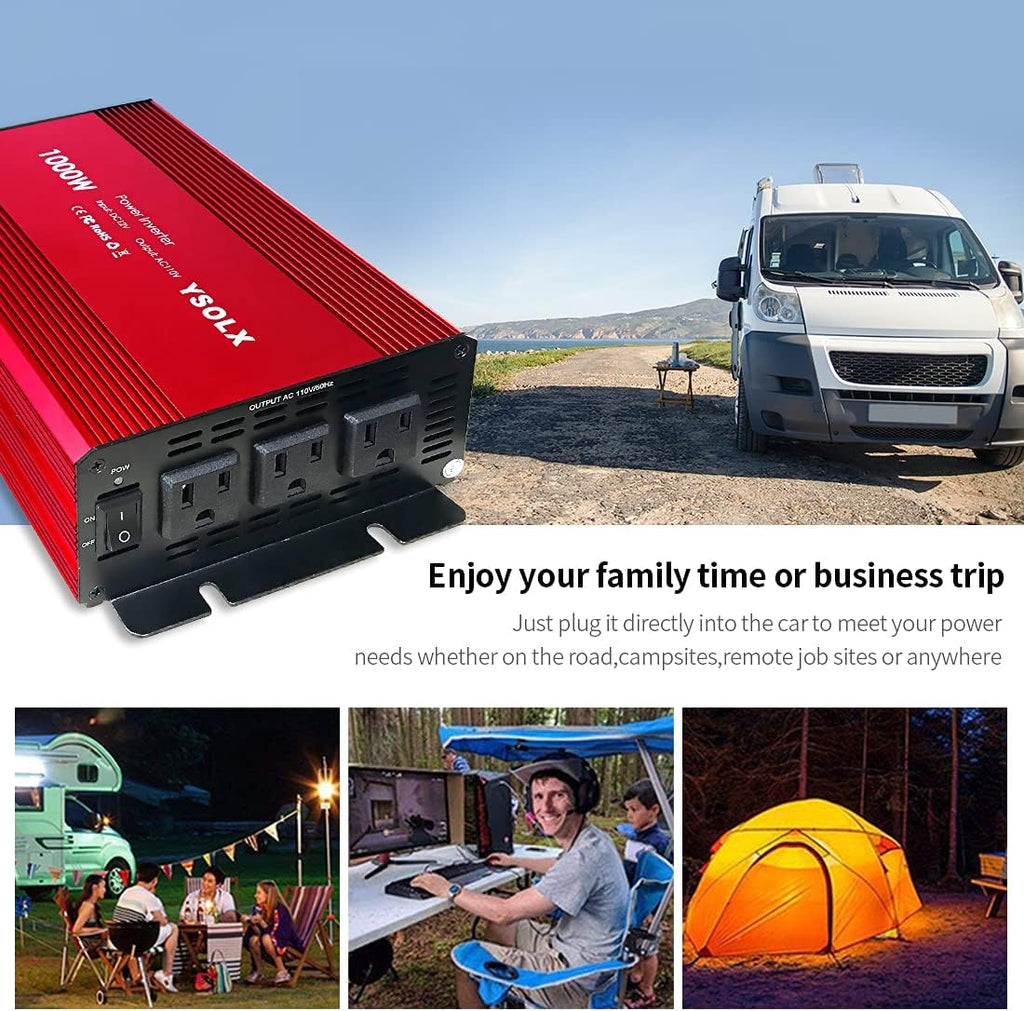 1000W Modified Sine Wave Power Inverter with 3 AC Outlets A726