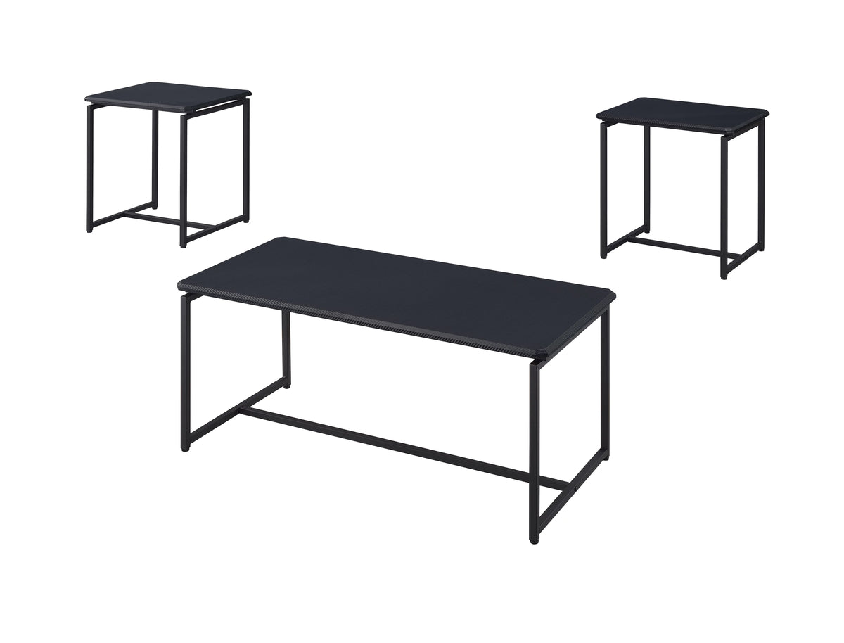 Black Carbon Fiber Coffee Table and End Table Set E365792
