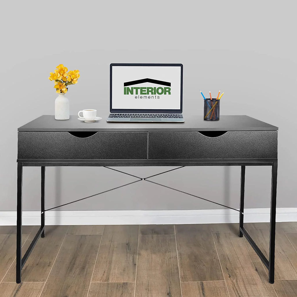Black Computer Desk with Drawers Q86363