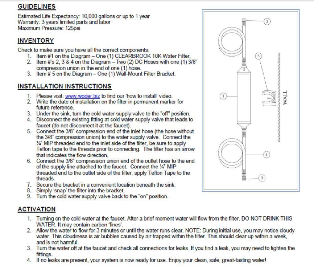 Direct Connect Water Filtration System Under Sink O204650