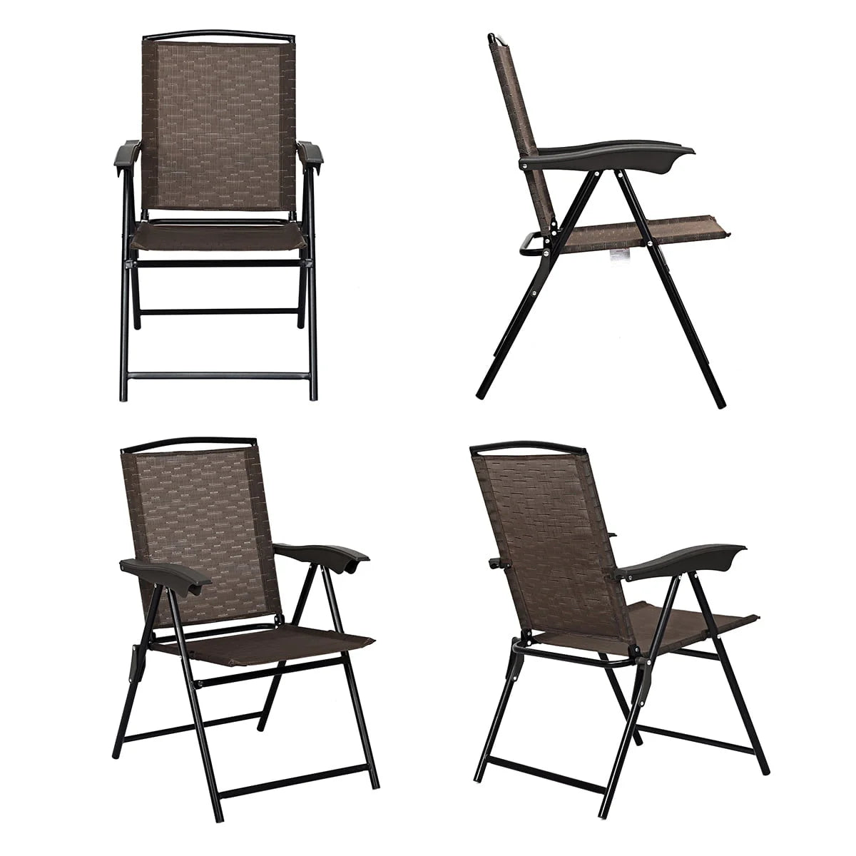 Set of 4 Folding Sling Chairs Steel Armrest L634