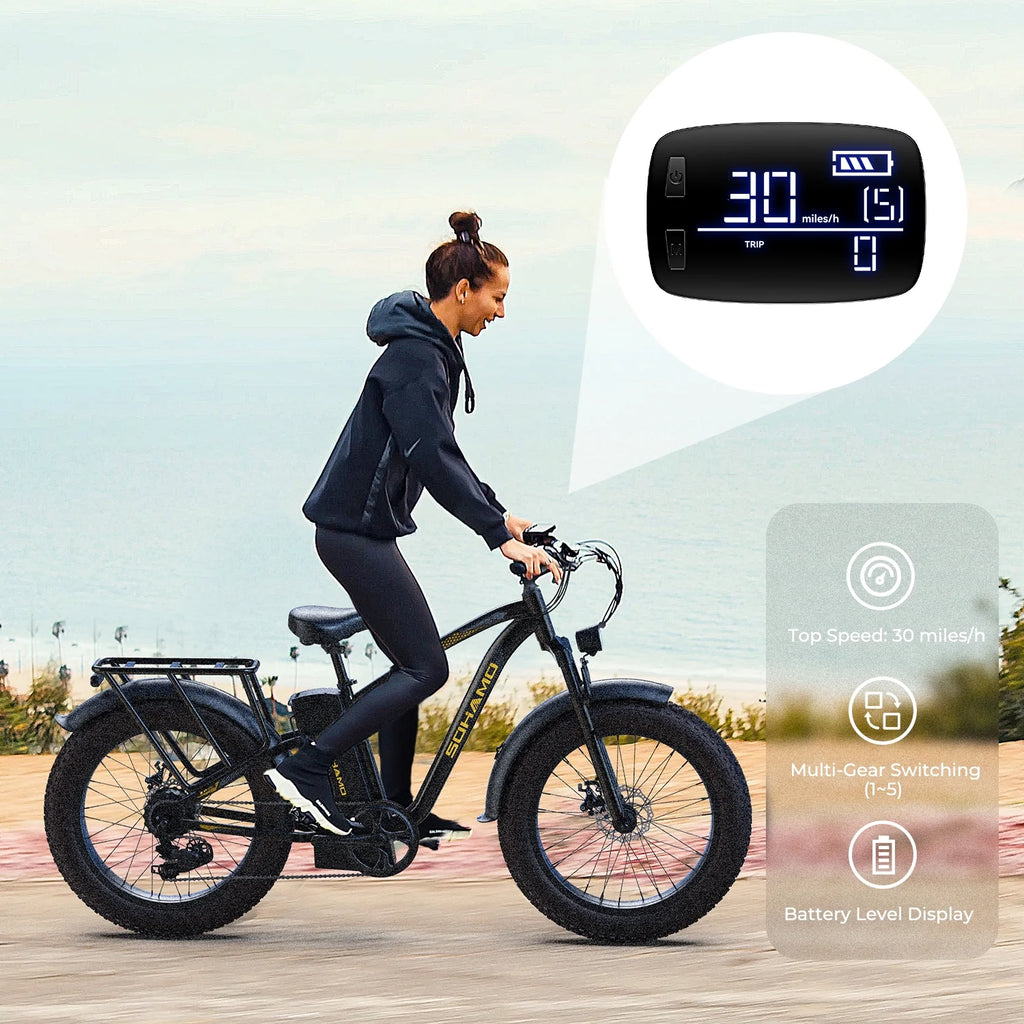 750W Fat Tire Electric Bike 26''x4'' 48V 15Ah P44952