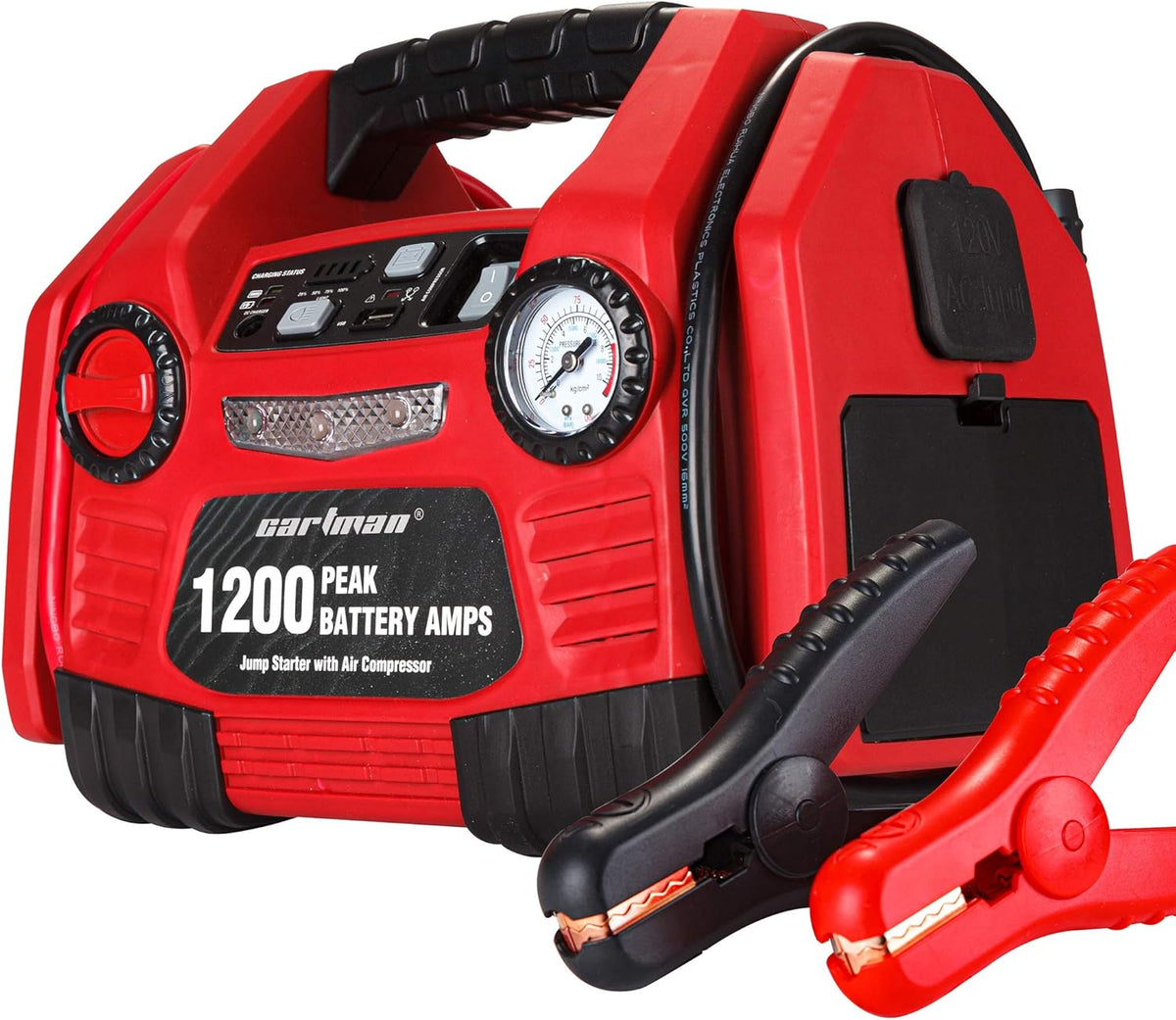 1200 Peak Amp 12V Portable Jump Starter with Air Compressor Y81621