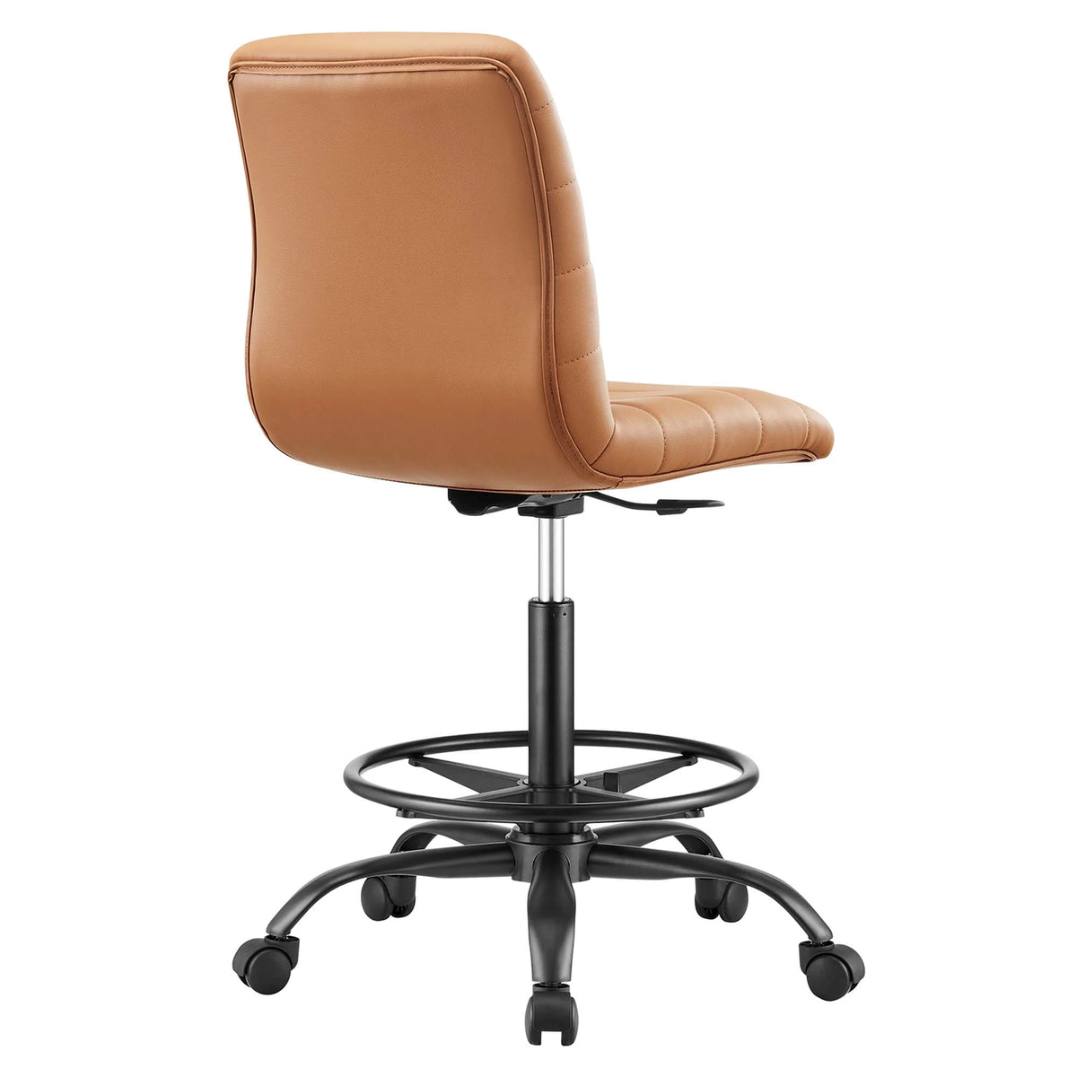 Black Tan Vegan Leather Drafting Chair H4179