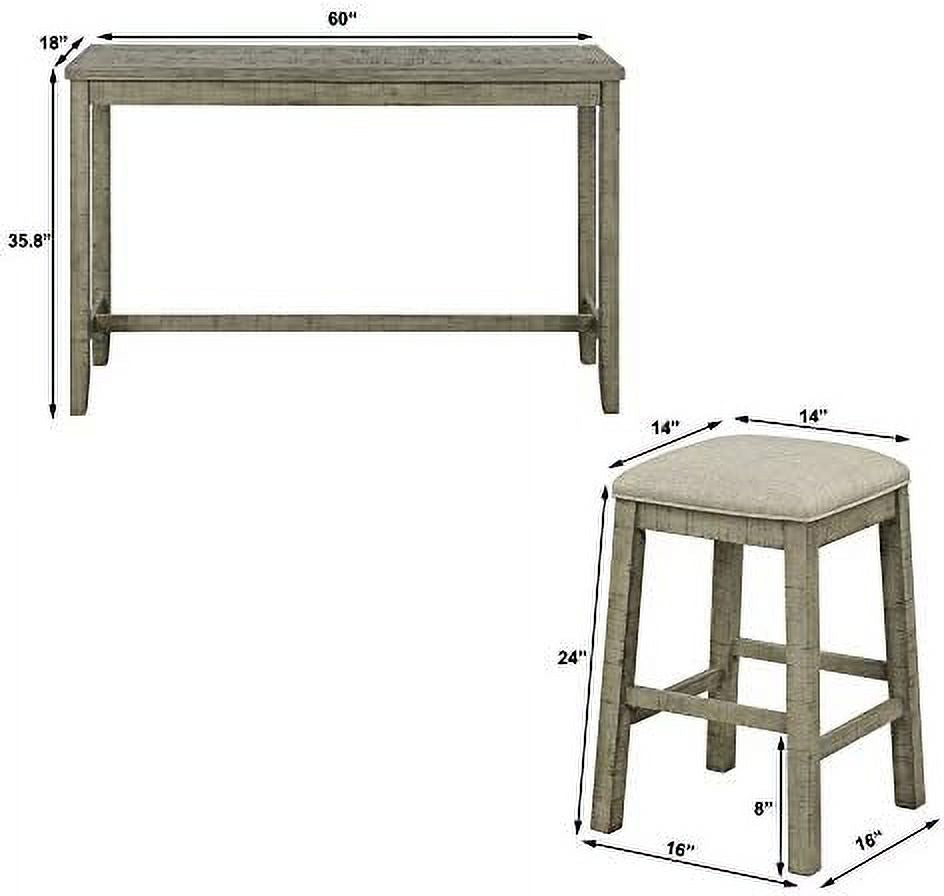 4-Piece Counter Height Dining Table Set with 3 Leather Padded Stools Z414082
