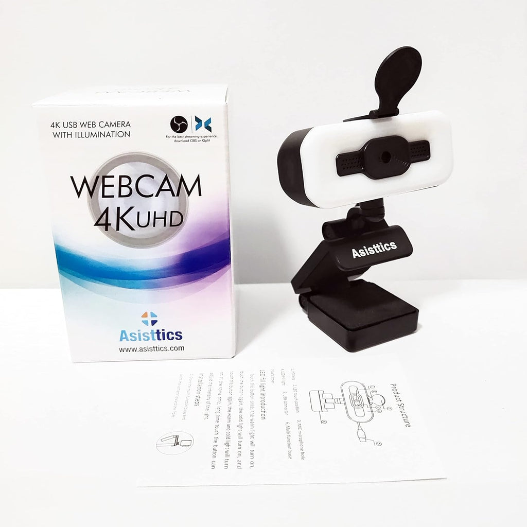 4K Webcam with Microphone and Ring Light T226833
