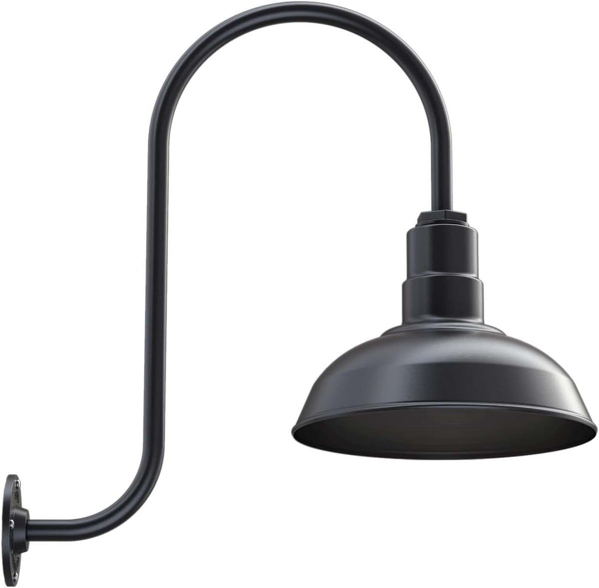 Matte Black 12 inch Dome 11 inch Gooseneck Outdoor Wall Mounted Barn Light D536