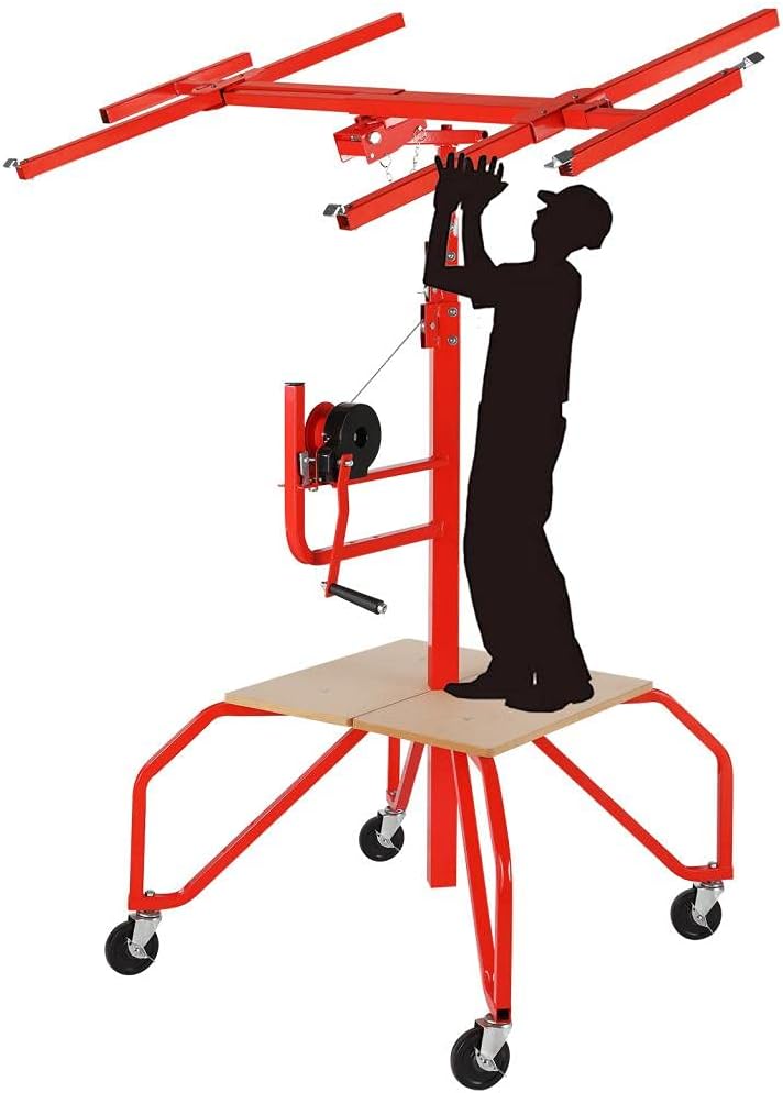 Drywall Lift Rolling Panel Hoist Jack Lifter 11FT O600676