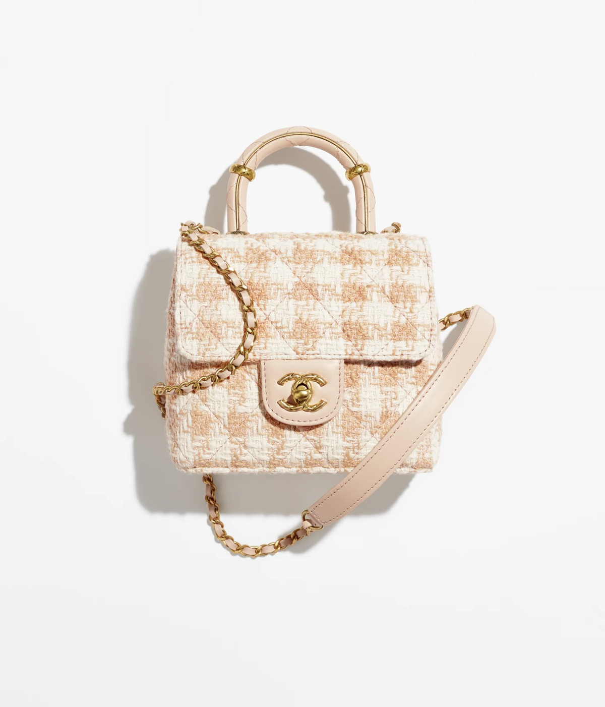 Orange & Ecru Mini Flap Bag with Top Handle I549260