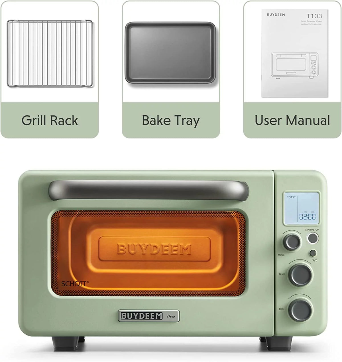 7-in-1 Digital Air Fryer Toaster Oven, 11QT, Mint Green D6215