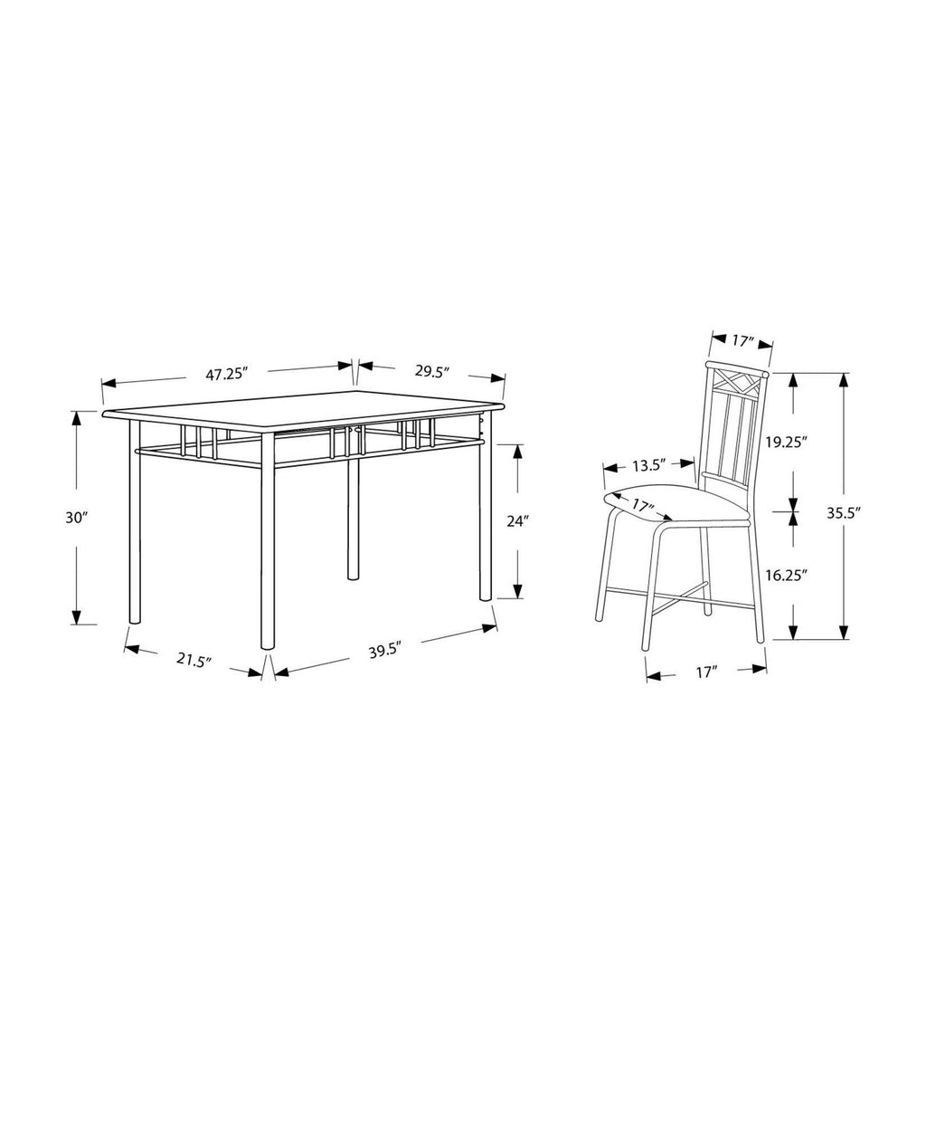 5pcs Grey Foam Metal Leather Look Dining Set T9700