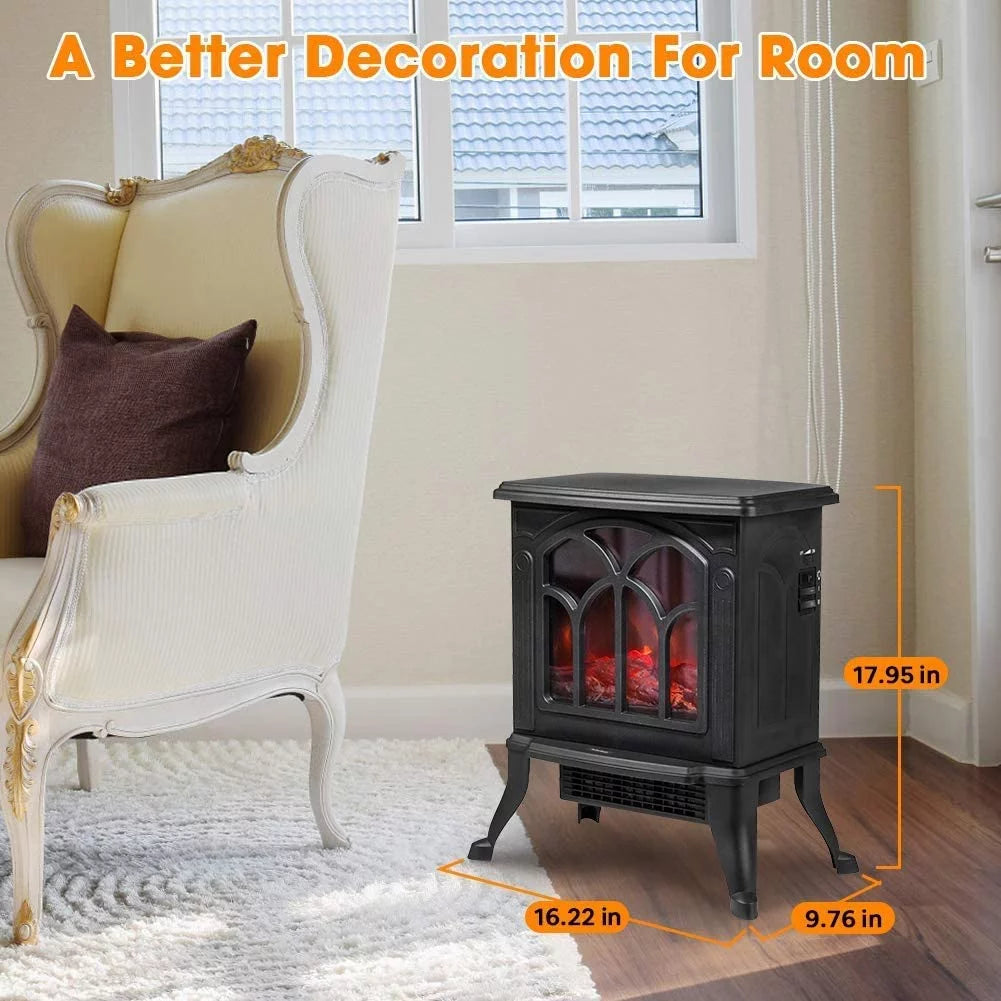 Black Infrared Quartz Electric Fireplace Stove Heater W903487