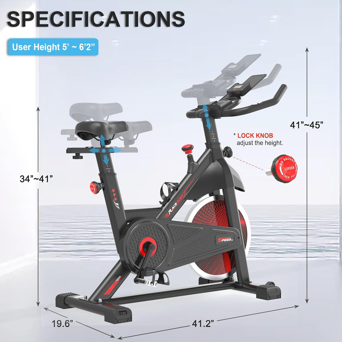 Indoor Cycling Bike with Silent Belt Drive and LCD Monitor Q457802