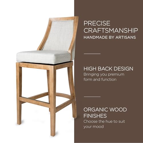 Weathered Oak Finish Sand Color Fabric Upholstered Counter Height Barstool, Set of 2 R704575