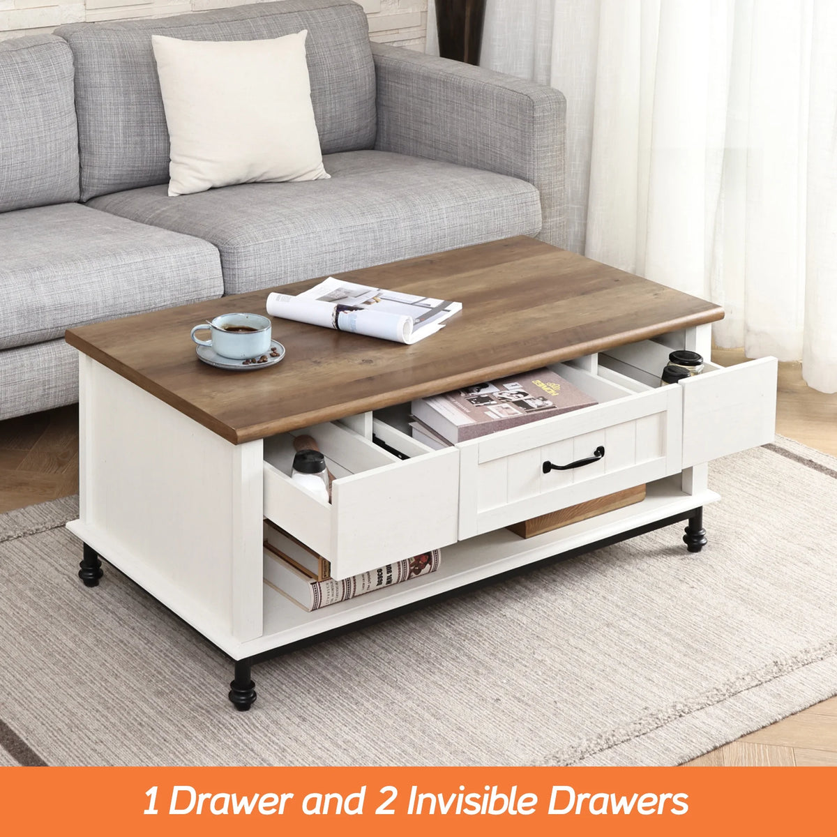 White Wood Coffee Table with 2 End Tables B7444
