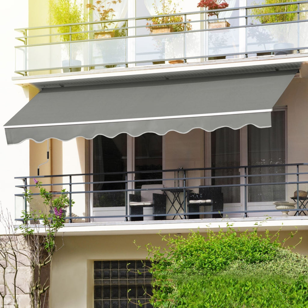 Beige Retractable Patio Awning Sun Shade Cover J92052