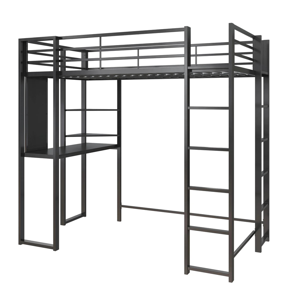 Twin Size Black Metal Loft Bed Y71972
