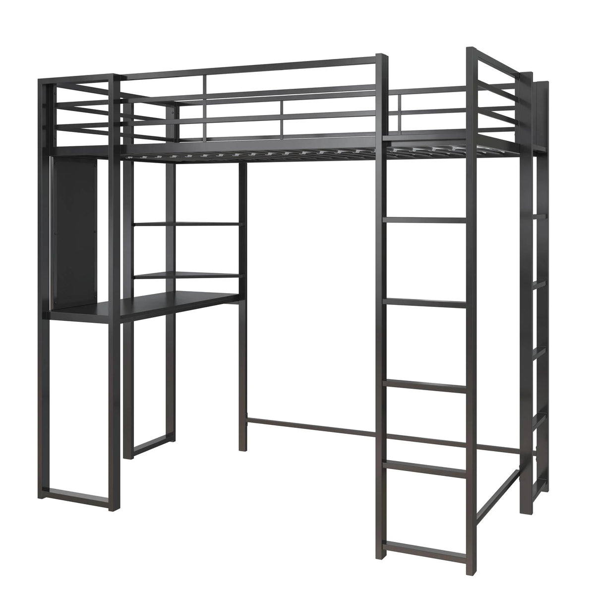 Twin Size Black Metal Loft Bed Y71972