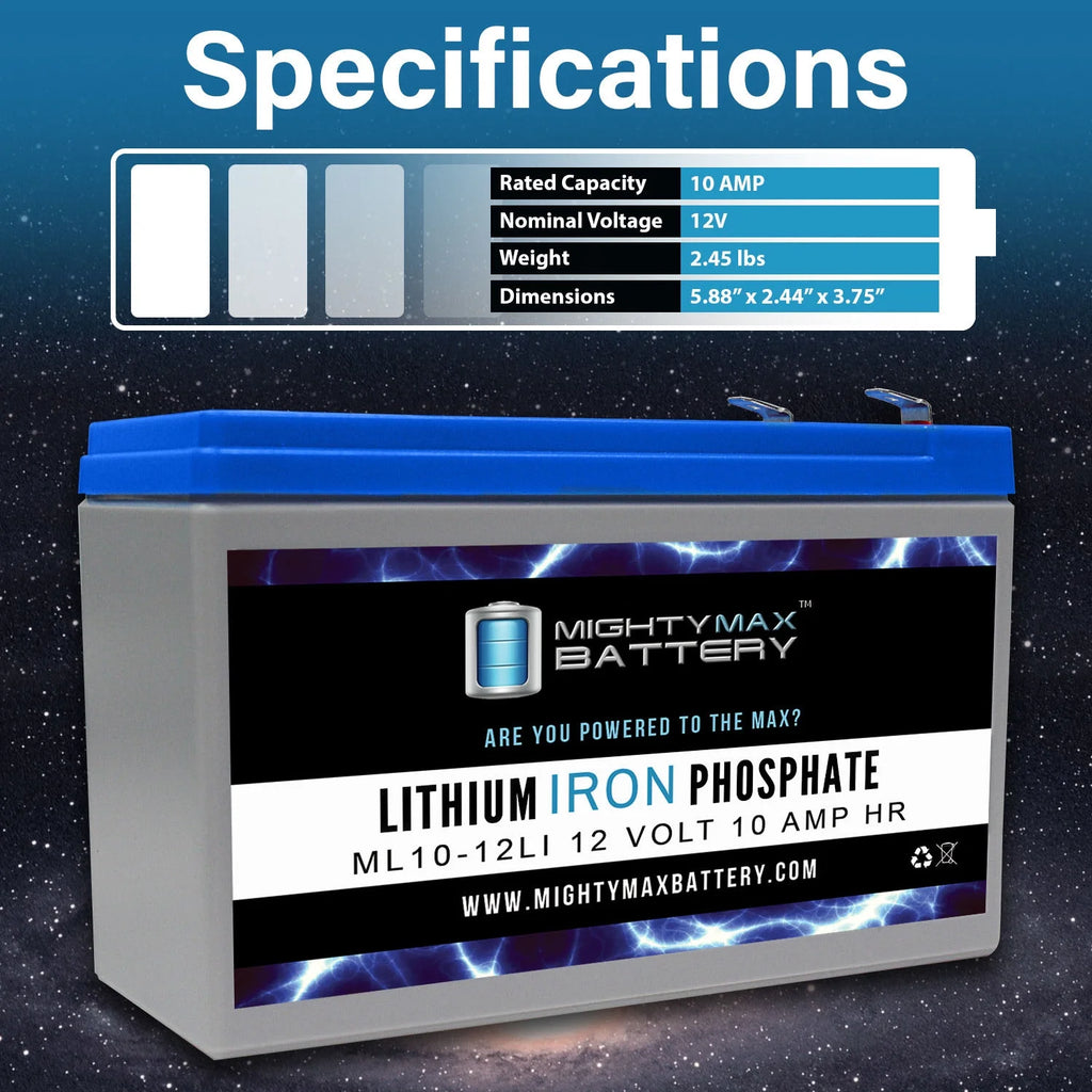 12V 10AH Lithium Replacement Battery 3 Pack M535
