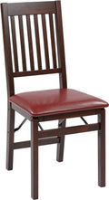 Solid Wood Folding Chair, Espresso/Red - 2 count H126964