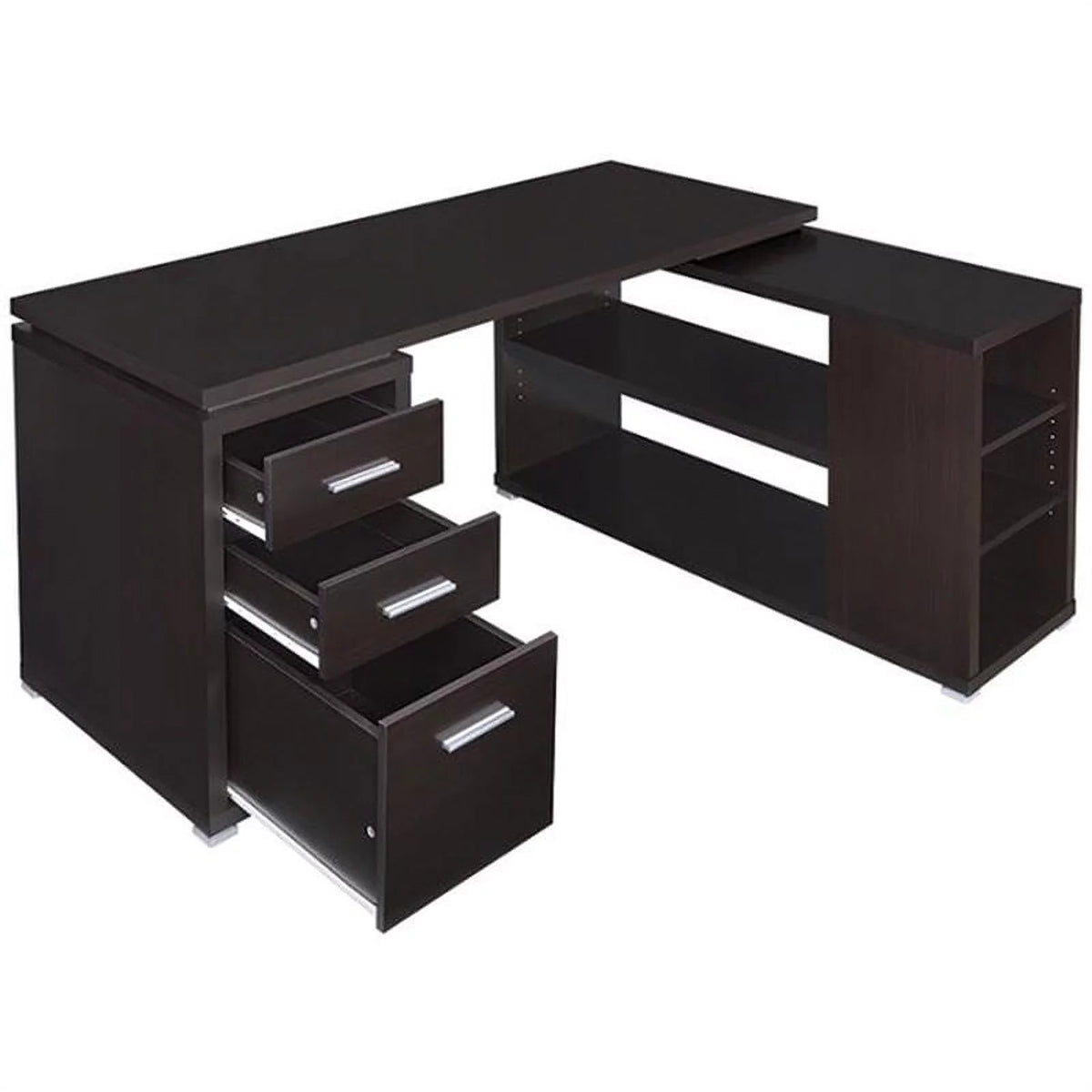 L Shaped Writing Desk & Faux Leather Office Chair I607121