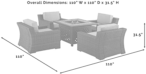 5-Piece Wicker Outdoor Chair Patio Furniture Set with Fire Pit Table K9962