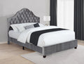 Grey Upholstered Eastern King Bed with Arched Headboard N9024