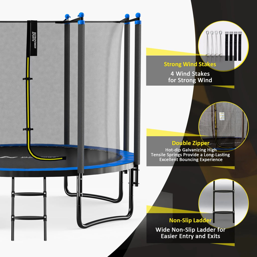 10FT 12FT 14FT 15FT Trampoline with Safety Enclosure Net and Ladder X811092