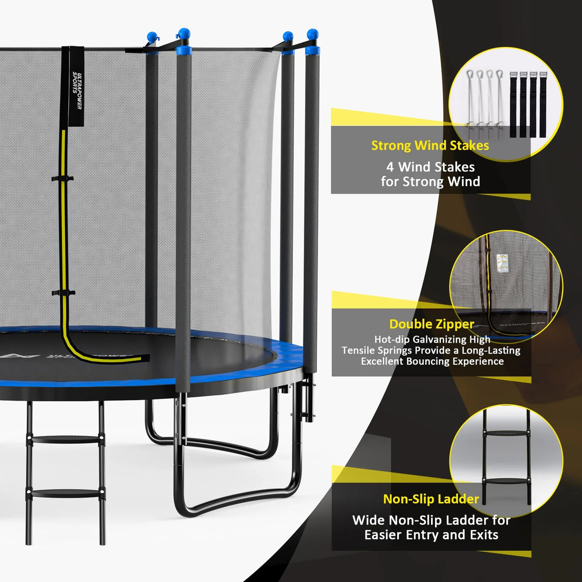 10FT 12FT 14FT 15FT Trampoline with Safety Enclosure Net and Ladder X811092