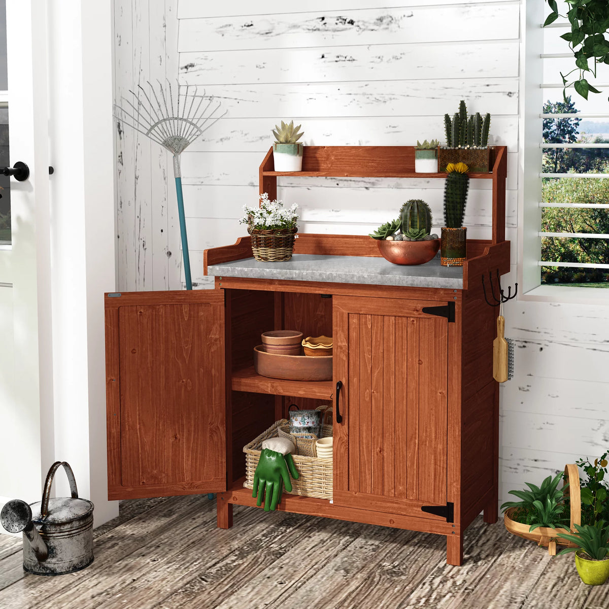 Potting Bench with Storage Y3098