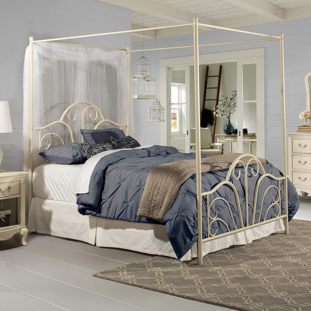 Cream Metal Canopy Bed, Queen F1198