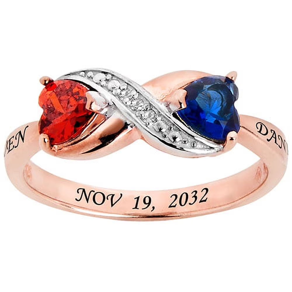 14K Rose Gold over Sterling Heart Infinity Diamond Accent Ring X472931