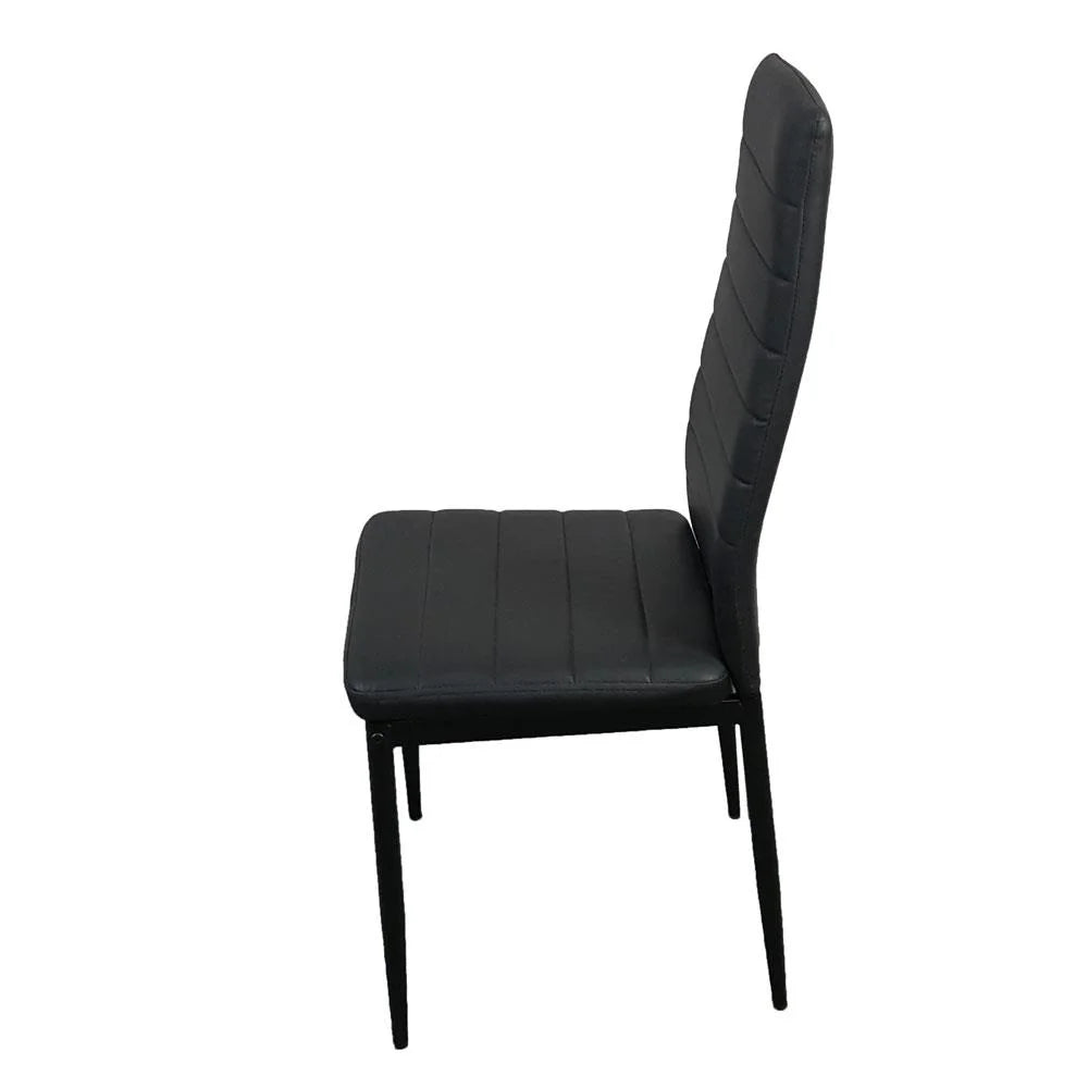 6 Pc High Back PU Leather Dining Chairs Black E2037