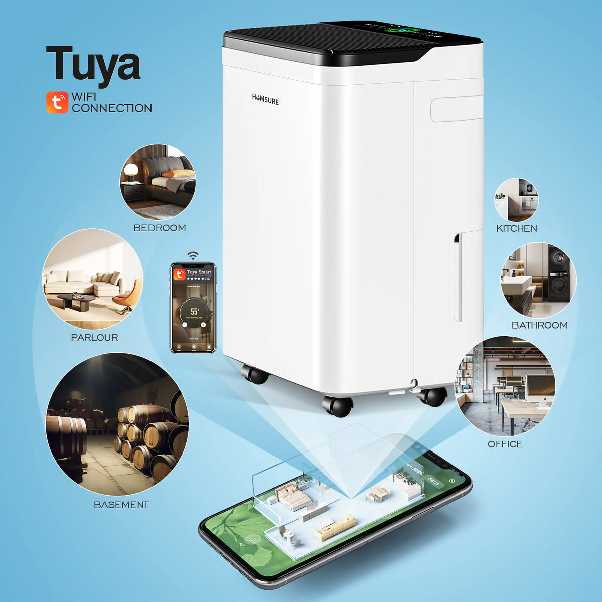 Wifi Dehumidifier 70 Pint 4500 Sq. Ft. White C64796