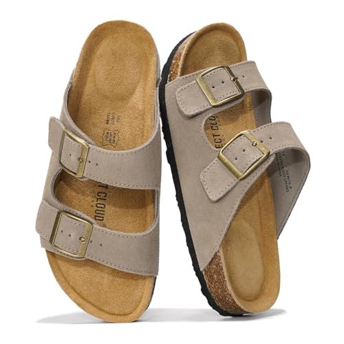 Genuine Leather Flat Sandals Women Memory Foam E539367