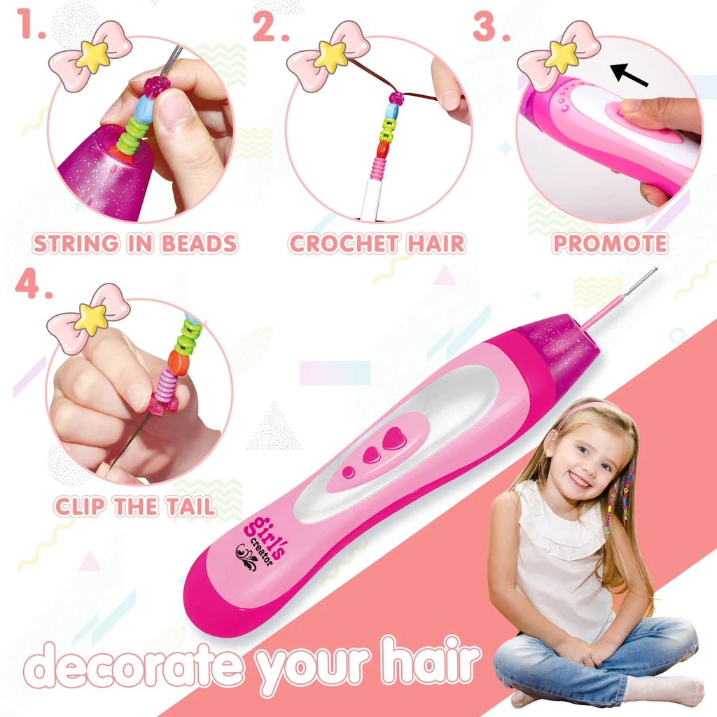 Hair Braider for Kids, Crystal Hair Beader Kits Toys G468
