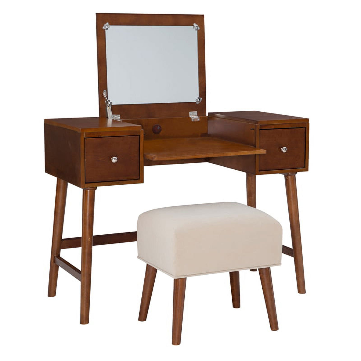 Walnut Brown Wood Vanity Set B671