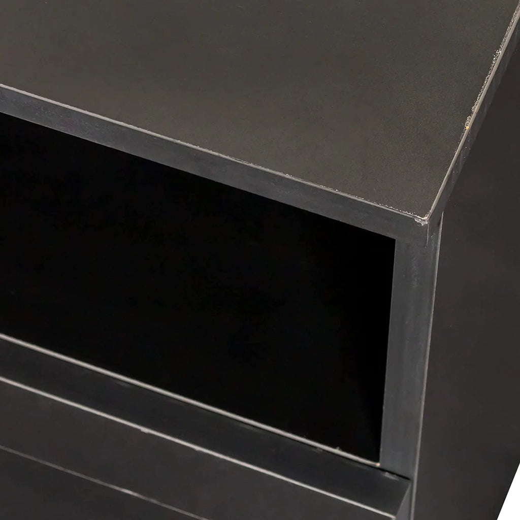 Black TV Stand with Storage Drawers and Open Shelves P869