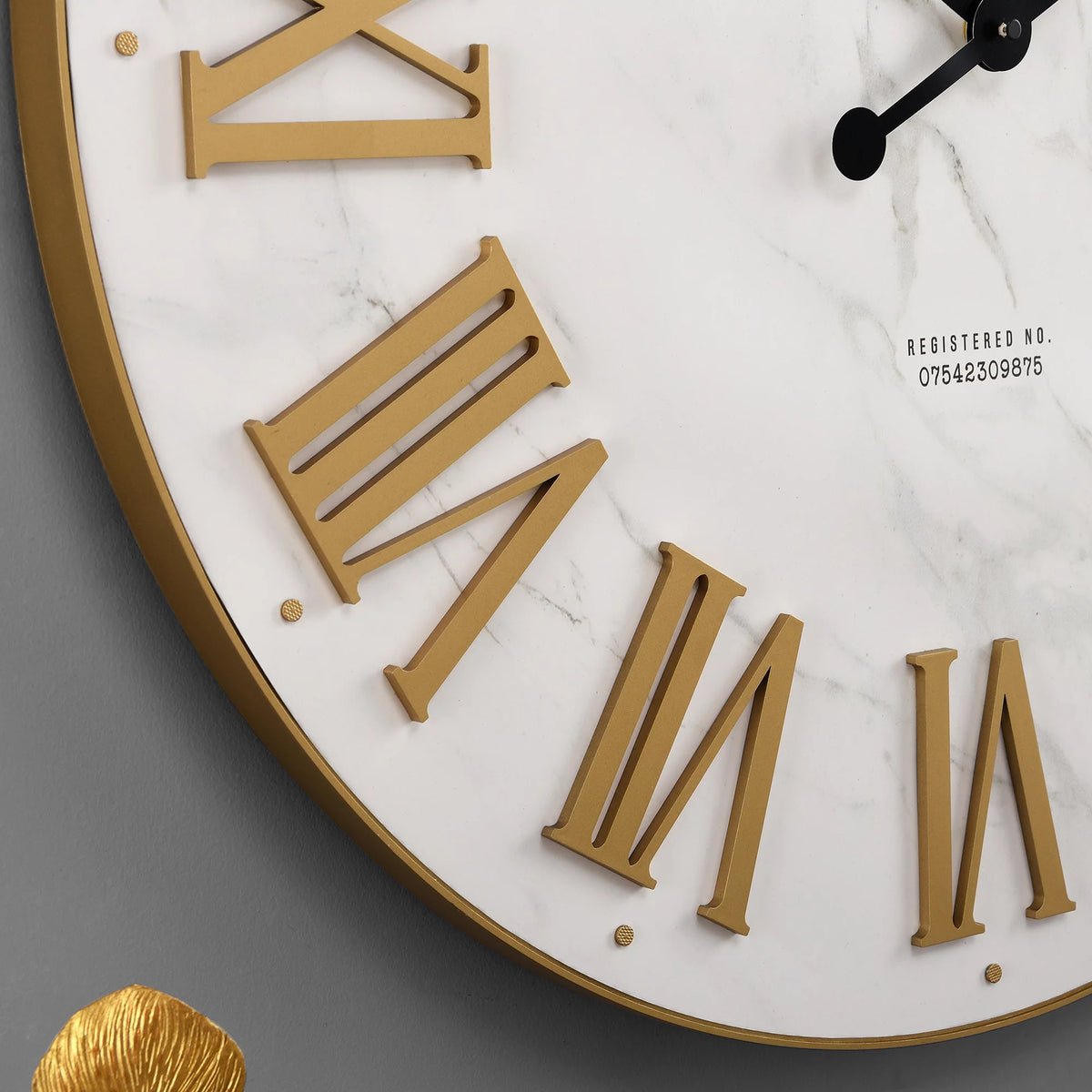 Gold and White Analog Wall Clock Q7944