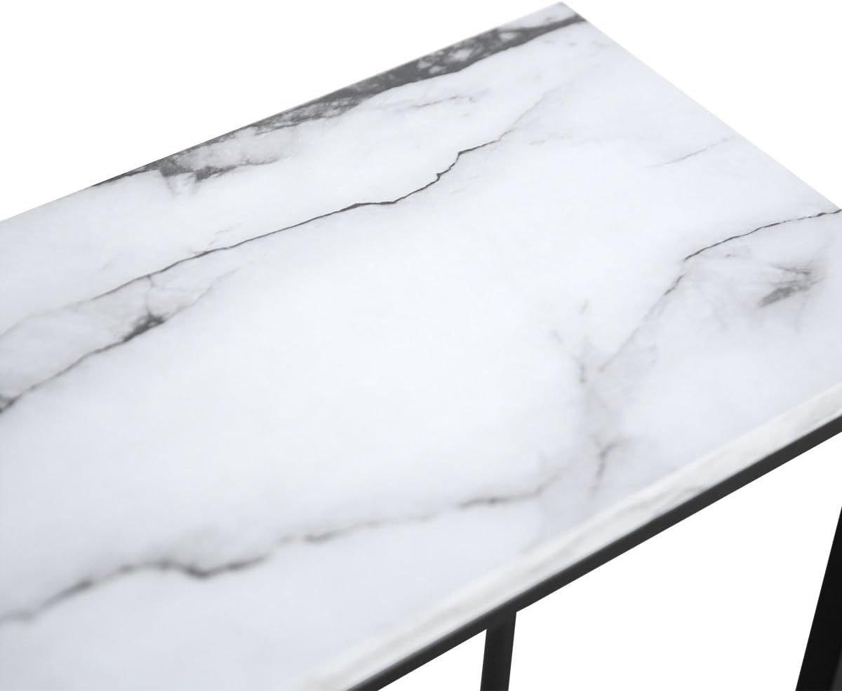 Black Faux Marble Console Table with Metal Frame L853