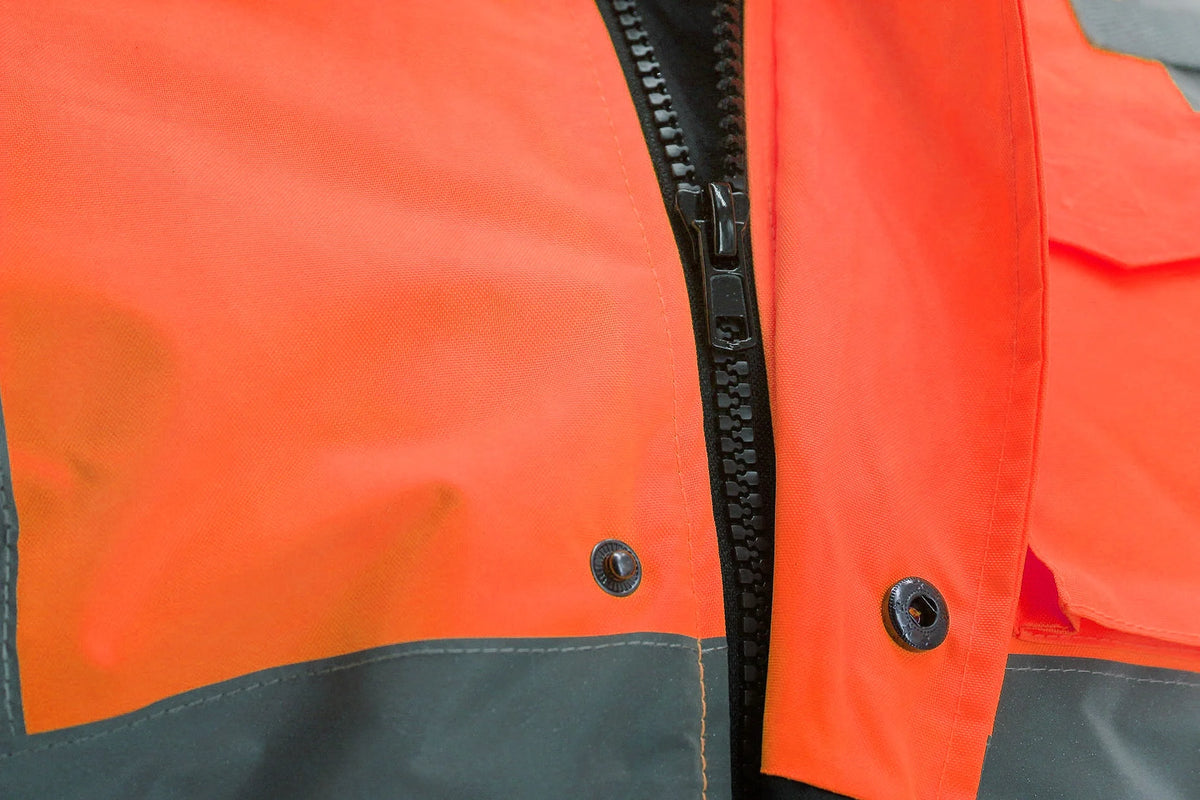 Neon Orange High Visibility Water Resistant Reflective Work Jacket Y79761