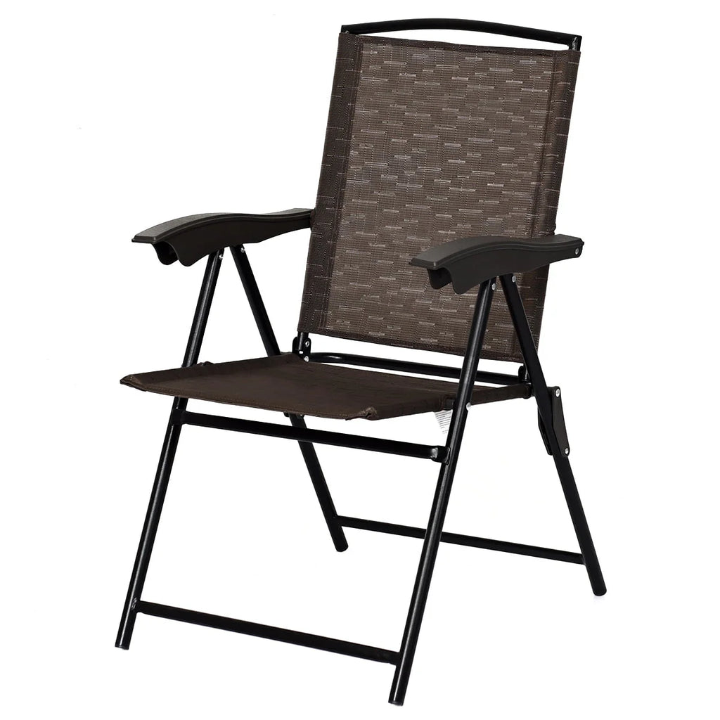 Set of 4 Folding Sling Chairs Steel Armrest L634
