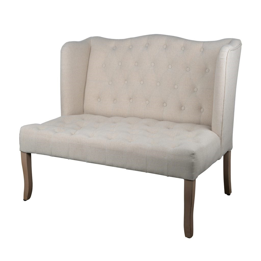 Cream Fabric Wingback Loveseat C419
