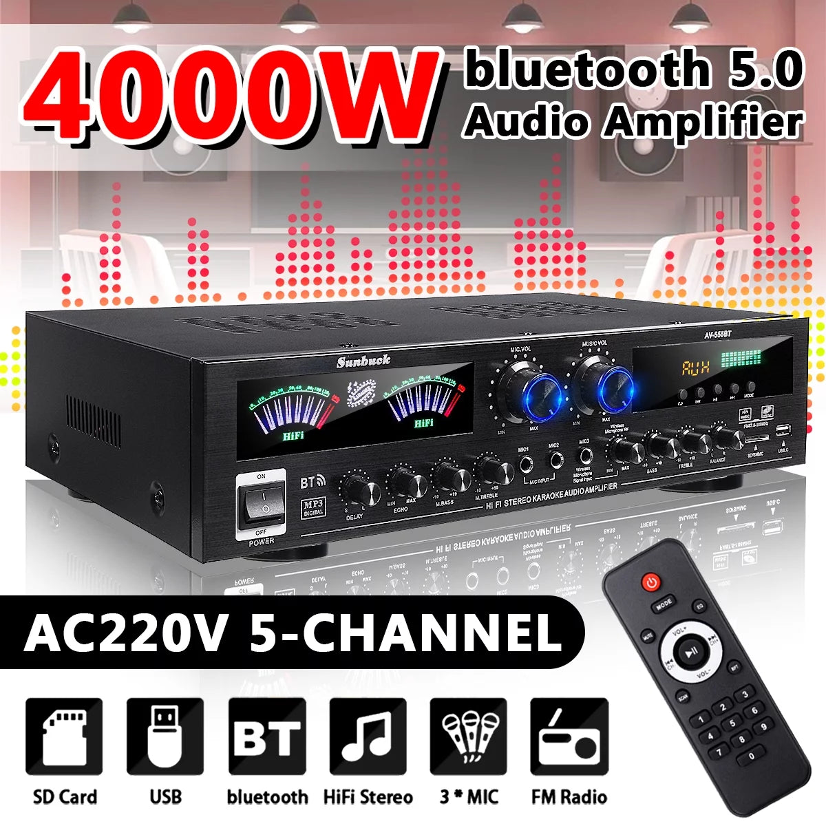 4000W Bluetooth Surround Sound Audio Power Amplifier X79530