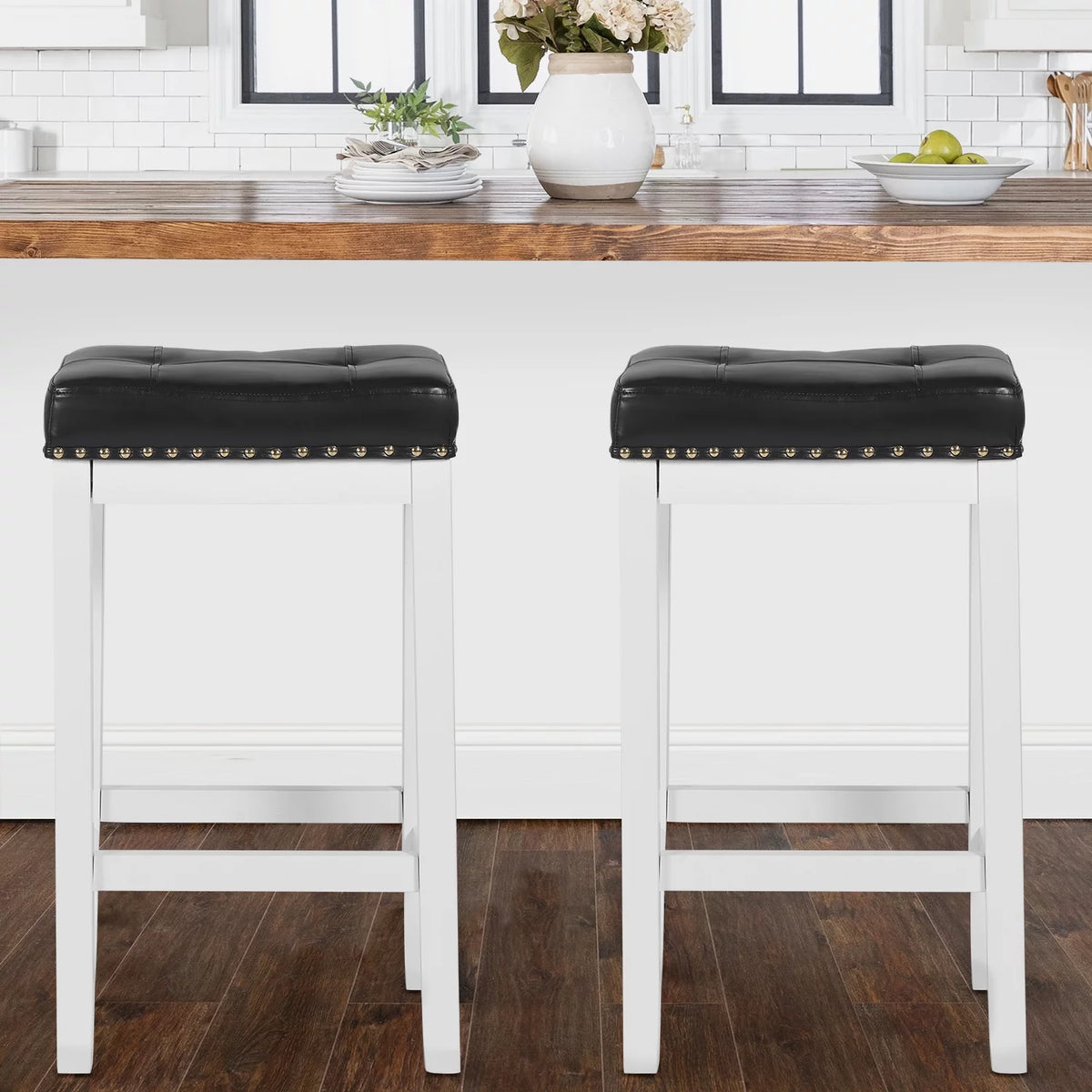 Set of 2 PU Leather Bar Stools K2158