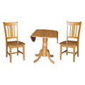 42" Dual Drop Leaf Table and 2 Chairs Pecan 3 Piece Set U476328